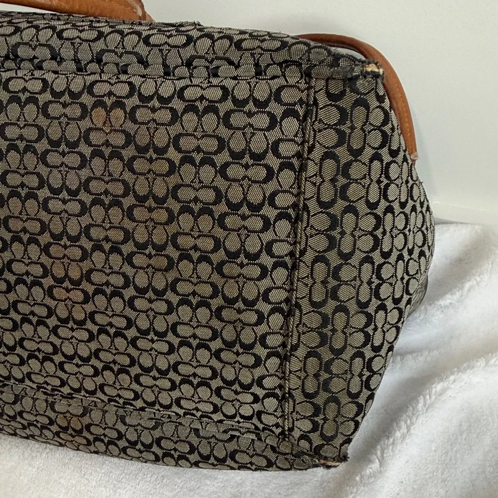 Coach Vintage Signature C Tote Bag | Black & Grey | Heavy Wear | As Is